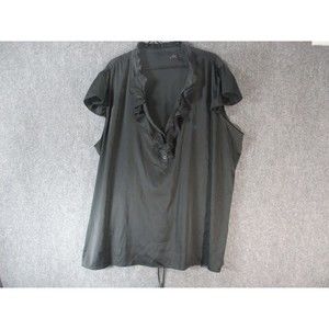 TORRID Blouse Womens Plus Size 4 24/26 Ruffle V-Neck Career Shirt Top Cap Sleeve